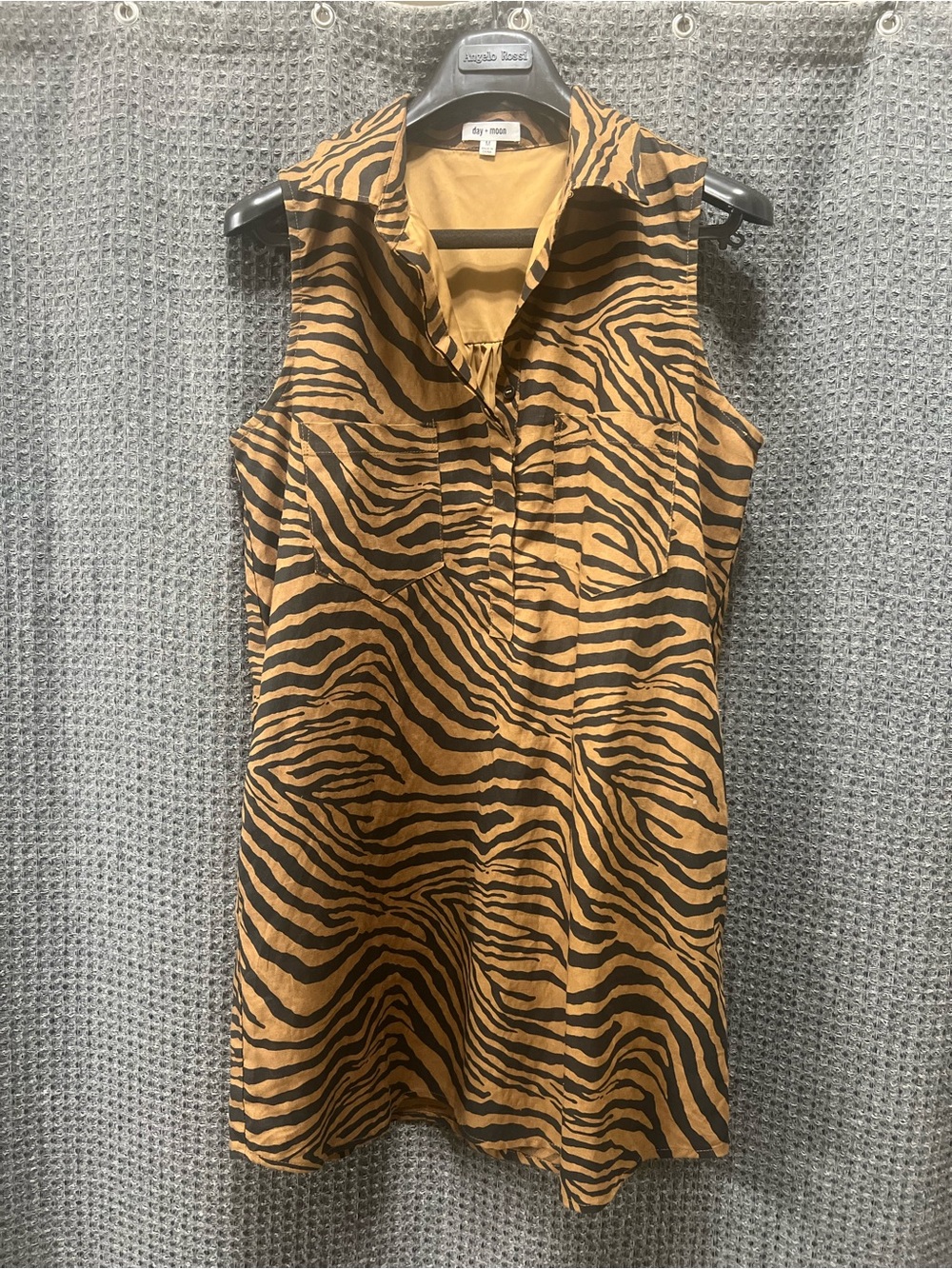 Day + Moon Tiger Striped Popover Dress Size Medium